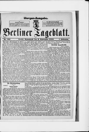 Berliner Tageblatt und Handels-Zeitung vom 03.09.1881