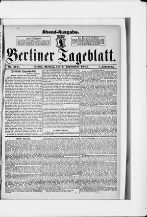 Berliner Tageblatt und Handels-Zeitung vom 05.09.1881