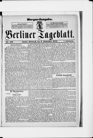 Berliner Tageblatt und Handels-Zeitung vom 07.09.1881