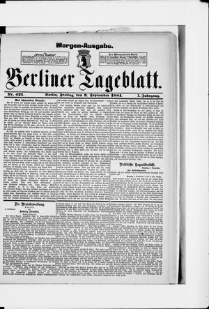 Berliner Tageblatt und Handels-Zeitung vom 09.09.1881