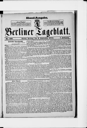 Berliner Tageblatt und Handels-Zeitung vom 09.09.1881