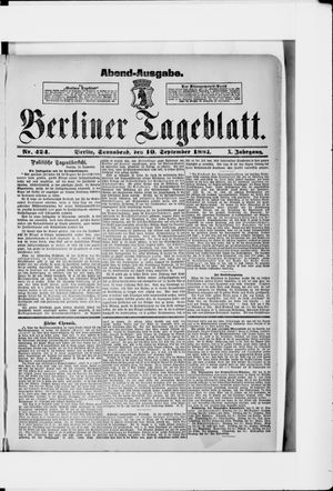 Berliner Tageblatt und Handels-Zeitung vom 10.09.1881