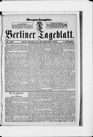 Berliner Tageblatt und Handels-Zeitung vom 13.09.1881