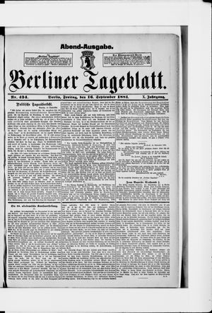 Berliner Tageblatt und Handels-Zeitung on Sep 16, 1881