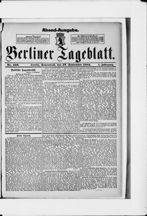 Berliner Tageblatt und Handels-Zeitung vom 17.09.1881