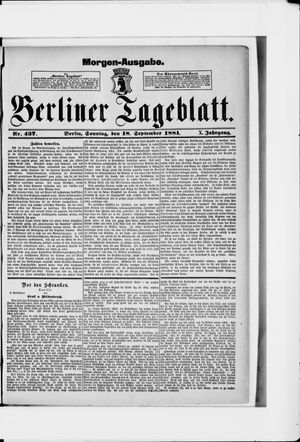 Berliner Tageblatt und Handels-Zeitung vom 18.09.1881
