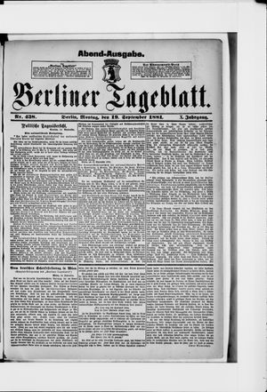 Berliner Tageblatt und Handels-Zeitung vom 19.09.1881