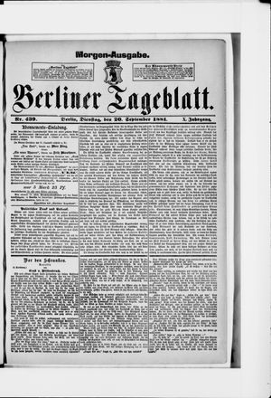 Berliner Tageblatt und Handels-Zeitung vom 20.09.1881