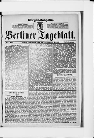Berliner Tageblatt und Handels-Zeitung vom 21.09.1881