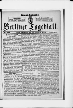 Berliner Tageblatt und Handels-Zeitung vom 22.09.1881