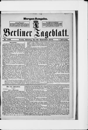 Berliner Tageblatt und Handels-Zeitung vom 25.09.1881