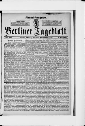 Berliner Tageblatt und Handels-Zeitung vom 26.09.1881