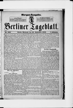 Berliner Tageblatt und Handels-Zeitung vom 28.09.1881