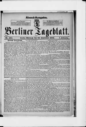 Berliner Tageblatt und Handels-Zeitung vom 28.09.1881