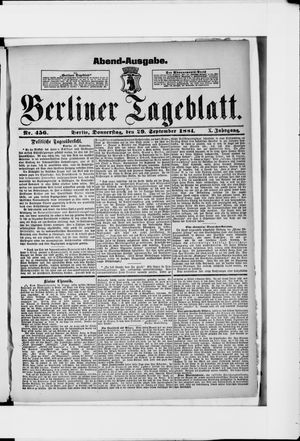 Berliner Tageblatt und Handels-Zeitung vom 29.09.1881