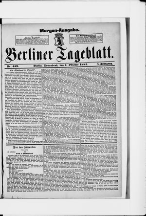 Berliner Tageblatt und Handels-Zeitung vom 01.10.1881