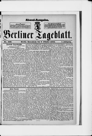 Berliner Tageblatt und Handels-Zeitung vom 01.10.1881