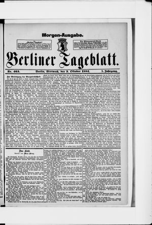 Berliner Tageblatt und Handels-Zeitung on Oct 5, 1881