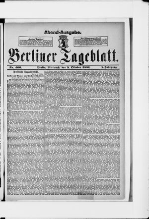 Berliner Tageblatt und Handels-Zeitung on Oct 5, 1881