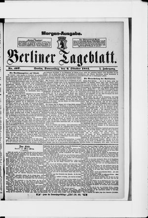 Berliner Tageblatt und Handels-Zeitung on Oct 6, 1881