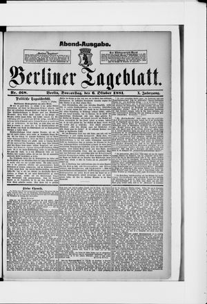 Berliner Tageblatt und Handels-Zeitung on Oct 6, 1881