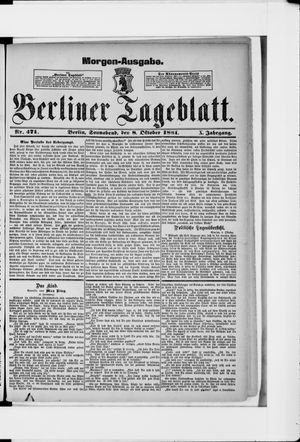 Berliner Tageblatt und Handels-Zeitung on Oct 8, 1881