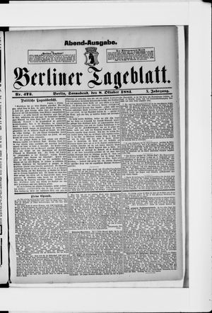 Berliner Tageblatt und Handels-Zeitung on Oct 8, 1881
