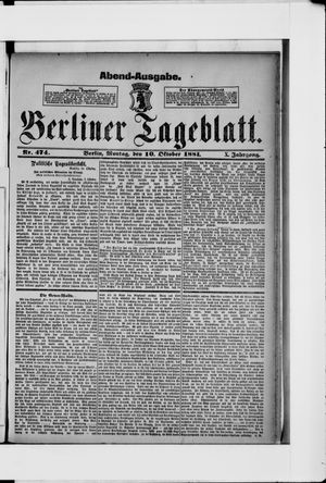 Berliner Tageblatt und Handels-Zeitung on Oct 10, 1881