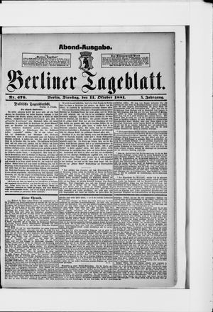 Berliner Tageblatt und Handels-Zeitung vom 11.10.1881
