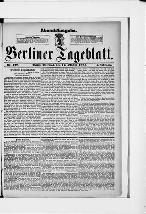Berliner Tageblatt und Handels-Zeitung vom 12.10.1881