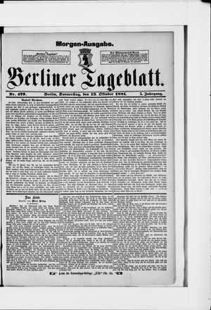 Berliner Tageblatt und Handels-Zeitung on Oct 13, 1881
