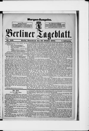 Berliner Tageblatt und Handels-Zeitung vom 15.10.1881