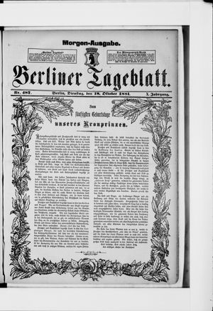 Berliner Tageblatt und Handels-Zeitung vom 18.10.1881
