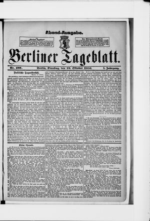 Berliner Tageblatt und Handels-Zeitung vom 18.10.1881
