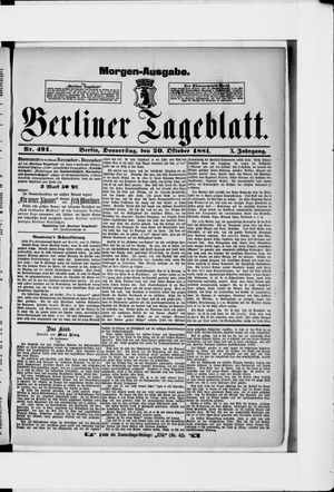 Berliner Tageblatt und Handels-Zeitung vom 20.10.1881