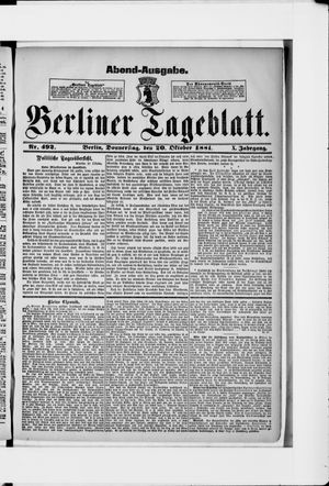 Berliner Tageblatt und Handels-Zeitung vom 20.10.1881