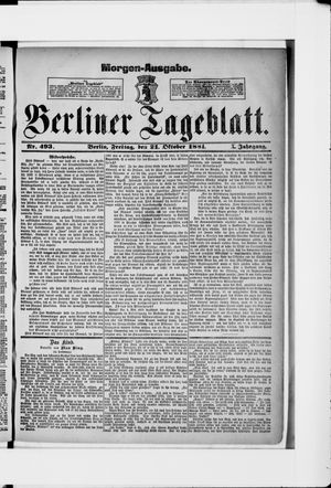 Berliner Tageblatt und Handels-Zeitung vom 21.10.1881