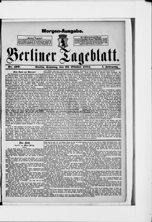 Berliner Tageblatt und Handels-Zeitung vom 23.10.1881