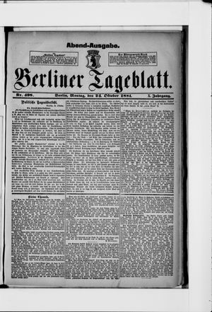 Berliner Tageblatt und Handels-Zeitung vom 24.10.1881