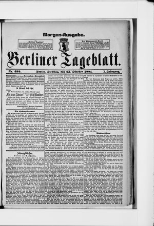 Berliner Tageblatt und Handels-Zeitung on Oct 25, 1881