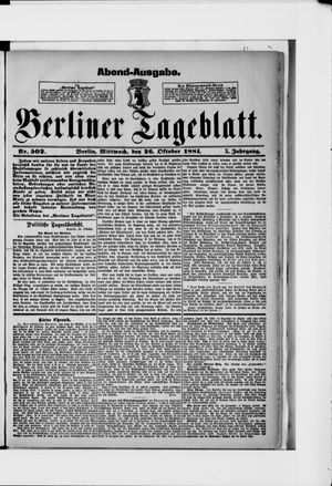 Berliner Tageblatt und Handels-Zeitung vom 26.10.1881