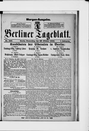 Berliner Tageblatt und Handels-Zeitung vom 27.10.1881