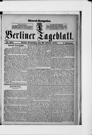 Berliner Tageblatt und Handels-Zeitung vom 27.10.1881