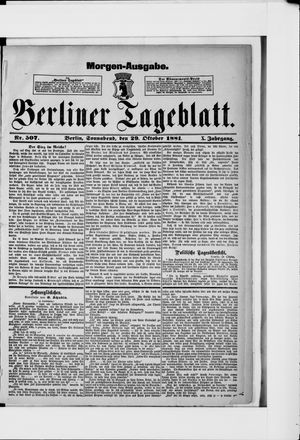 Berliner Tageblatt und Handels-Zeitung vom 29.10.1881
