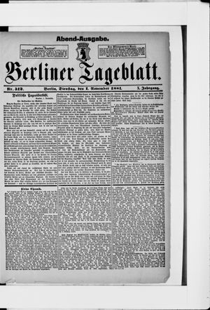 Berliner Tageblatt und Handels-Zeitung vom 01.11.1881