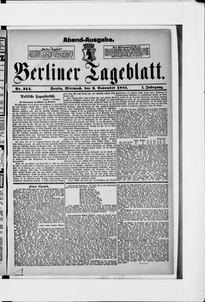 Berliner Tageblatt und Handels-Zeitung on Nov 2, 1881