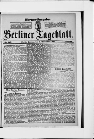 Berliner Tageblatt und Handels-Zeitung vom 04.11.1881
