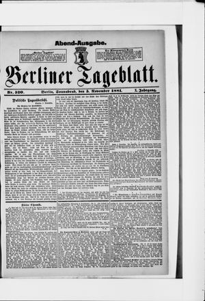 Berliner Tageblatt und Handels-Zeitung on Nov 5, 1881