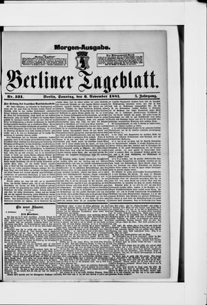 Berliner Tageblatt und Handels-Zeitung vom 06.11.1881