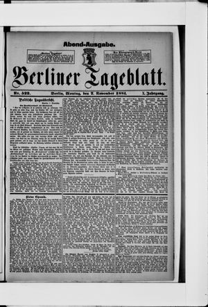 Berliner Tageblatt und Handels-Zeitung vom 07.11.1881